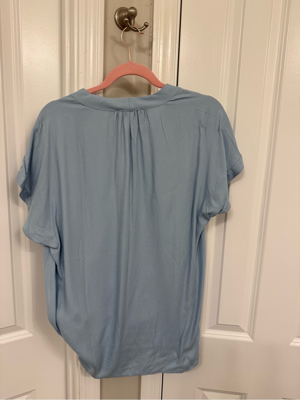 Nine West Light Blue Relaxed Short Sleeve Blouse